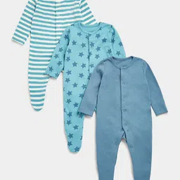 mothercare Boys Pack of 3 Printed Sleepsuit image 1