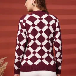 all about you Women Argyle Woollen Pullover image 4