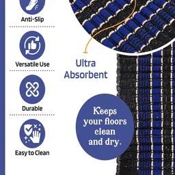 Kuber Industries Brown & Blue 3 Pieces Textured Cotton Anti-Slip Doormats image 5