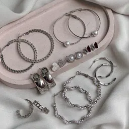 Zaphariq Silver-Plated Pearls Studded And Beaded Korean Contemporary Studs image 5