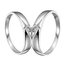 Ringzinnie Unisex Set Of 2 Stainless Steel Stone-Studded Heart Shaped Couple Finger Ring-picture-41