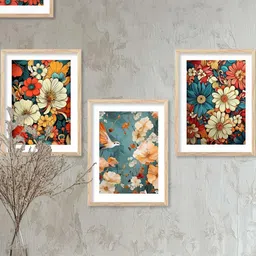walllane Floral Wall Art With Frame Home Decor Wall Painting For Living Room Office Bedroom image 4