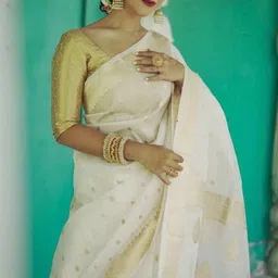 Ehaircare Woven Design Zari Linen Blend Saree image 2