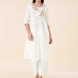 RANGMANCH BY PANTALOONS Floral Embroidered Thread Work Anarkali Kurta-picture-46