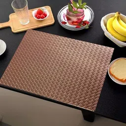 Mopak Decor 3-Pcs Brown Self Design Rectangle Table Placemats-picture-21