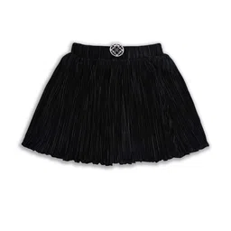 Girls Accordion Pleated Satin Flared Skirt-image-4