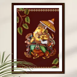 Peepul Tree Maroon & Yellow 1 Piece Paper Religious Wall Paintings-image-90