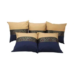 DECOWAT Blue 5 Pieces Embroidered Pure Silk Square Cushion Covers-picture-47