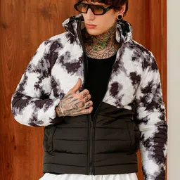 Campus Sutra Men Hooded Abstract Printed Lightweight Puffer Jacket-picture-22
