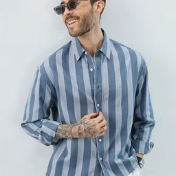 VASTRADO Men Classic Boxy Multi Stripes Striped Casual Shirt image 5