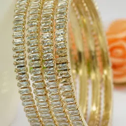 Panini jewels Americal Diamond AD 4 Pic Designer Bangles Set image 3