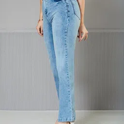 Miss Chase Women Wide Leg High-Rise Light Fade Stretchable Jeans image 4