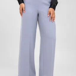 D'Almirah Women Comfort High-Rise Wrinkle Free Wide Leg Trousers-image-6