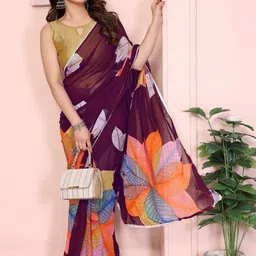 Mitera Women Floral Printed Ready TO wear Pre Pleated Poly Georgette Saree-picture-16