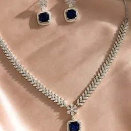 KARATCART Silver-Plated American Diamond Studded Jewellery Set-picture-16
