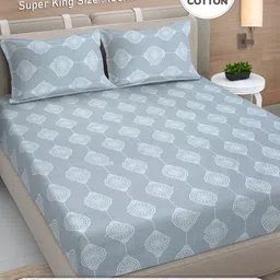 Myntra Elegant Homes Grey & White 300 TC Cotton King Bedsheet Set 2.70 m x 2.70 m-image-24