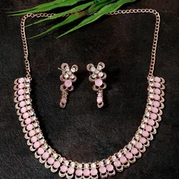 Anouk Rose Gold-Plated Rhinestone Studded Jewellery Set-picture-35