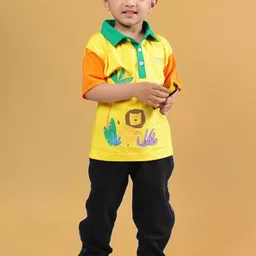 WEARDUDS Boys Printed Polo Collar Pure Cotton T-Shirt With Trouser-picture-34