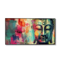 nestroots Canvas Framed Buddha Head Wall Painting image 5