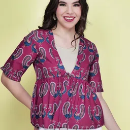 CHARMGAL Ethnic Motifs Printed Tailored Jacket-picture-30