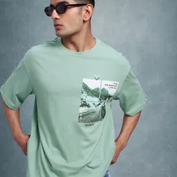 The Roadster Life Co. Graphic Print Drop-Shoulder Sleeves Pure Cotton T-shirt-picture-14