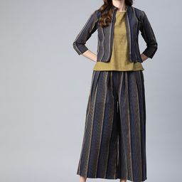 Cottinfab Women Solid Cotton Top with Trousers & Jacket-picture-46