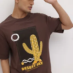 The Roadster Life Co. Embossed Graphic Print Relaxed Pure Cotton T-shirt-picture-32