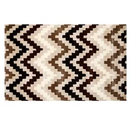 PRESTO Brown & Beige Printed Hand Tufted Wool Anti-Skid Carpet image 2
