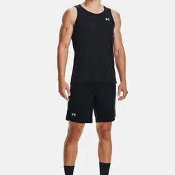 UNDER ARMOUR Men Black Streaker Singlet Brand Logo Printed Running T-shirt image 3