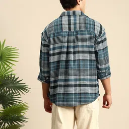 Mast & Harbour Checked Drop-Shoulder Sleeves Oversized Fit Knitted Casual Shirt image 4