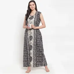 Secret Wish Women's Black Cotton Printed Nighty (Free Size)-picture-14