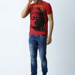 Huetrap Men Red Printed Round Neck T-shirt-picture-35