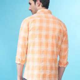 Crocodile Orange Slim Fit Check Cotton Shirt image 2