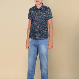 Allen Solly Junior Kids Navy Cotton Floral Print Shirt image 5