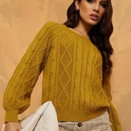 Styli Regular Length Cable Knit Square Neck Regular Fit Sweater-image-61