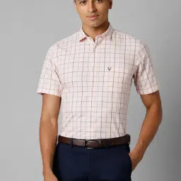 Allen Solly Pink Cotton Slim Fit Checks Shirt-picture-31