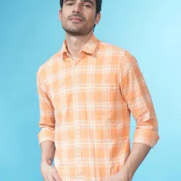 Crocodile Orange Slim Fit Check Cotton Shirt-picture-12