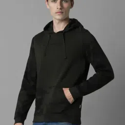 Louis Philippe Green Cotton Regular Fit Hooded Sweatshirt image 2