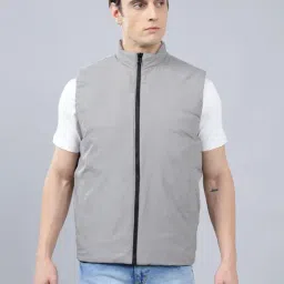 Cantabil Black Nylon Regular Fit Reversible Jacket-image-24