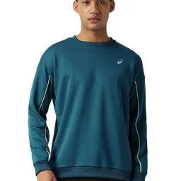 Asics Blue Cotton Regular Fit Sports Sweatshirt-image-98