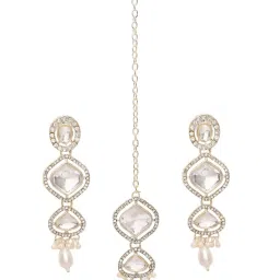 OOMPH Gold Kundan Ethnic Choker Necklace Set image 5