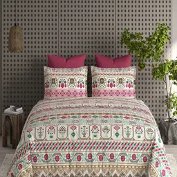 CHICERY White & Pink Floral Heavy Winter 350 GSM Single Bed Comforter-image-74