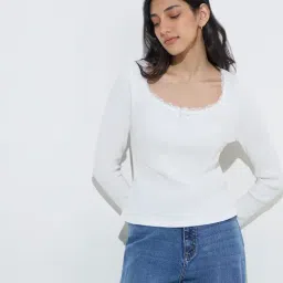 LOV by Westside White Ribbed-Textured Cotton-Blend Top-picture-13