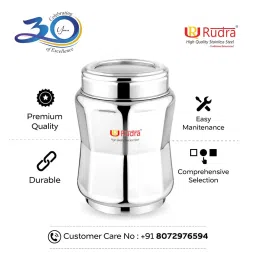 Rudra Silver Stainless Steel Container with See Through Lid image 5