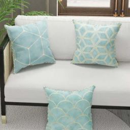 Bianca Suzane Mint Green & Beige Microfibre Cushion Cover - Set of 3-picture-7