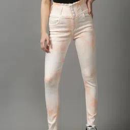 SHOWOFF Peach Tie & Dye Mid Rise Jeans-image-27