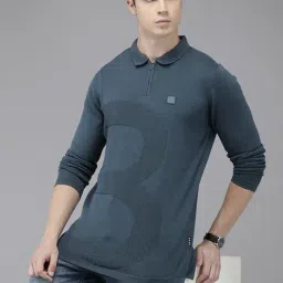 The Bear House Ardor Edition Dark Blue Slim Fit Cotton Polo T-Shirt-picture-12