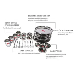 HAZEL Silver Stainless Steel Dinner - Set of 36 image 3