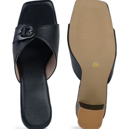 DressBerry Textured Block Mules with Buckles image 4