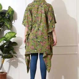 Deckedup Green Cotton Relaxed Fit Floral Print Tunic image 2